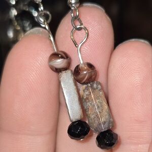 Elegant Brown and Black Beaded Earrings